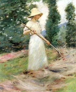 Girl Raking Hay 1890 by Sanford Robinson Gifford