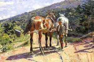On the Tow-Path A Halt by Sanford Robinson Gifford