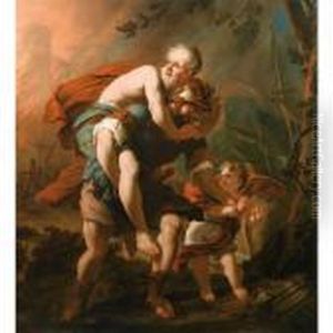 Enee Sauvant Son Pere Anchise De L'incendie De Troie by Antonio Zanchi