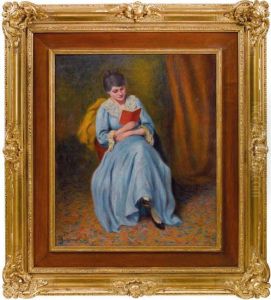 Femme En Bleu Qui Lit by Federigo Zandomeneghi
