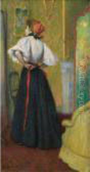 Devant La Glace [ ; Looking At 
Herself In The Mirror, Oil On Canvas Signed And Dated '95 ; Bought 
Directly From The Artist By Durand-ruel In 1895] - view 1
