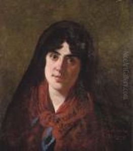 Portrait Of An Italian Girl In Traditional Dress by Federigo Zandomeneghi