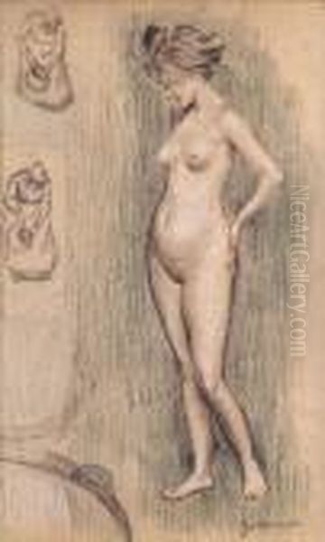 Nu A Sa Toilette Et Deux Etudes De Paysanne - view 1