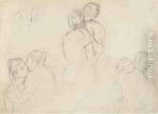 Quatre Etudes Avec Deux Femmes S'embrassant - view 1
