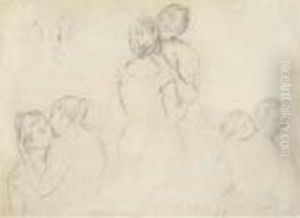 Quatre Etudes Avec Deux Femmes S'embrassant Quatre Etudes Avec Deux Femmes S'embrassant