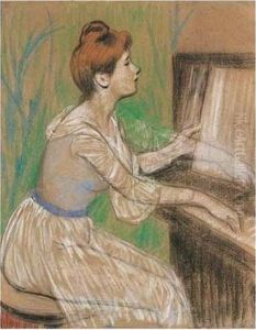 Al Pianoforte (at The Piano) by Federigo Zandomeneghi