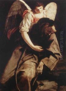 St Francis and the Angel 1612-13 by Orazio Gentileschi