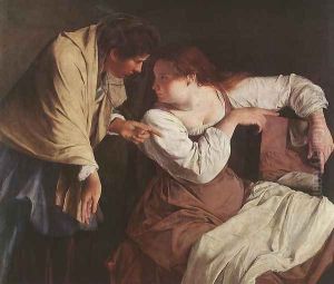 Two Women with a Mirror by Orazio Gentileschi