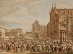Veduta Di piazza Veneziana con Personaggi Veduta Di piazza Veneziana con Personaggi