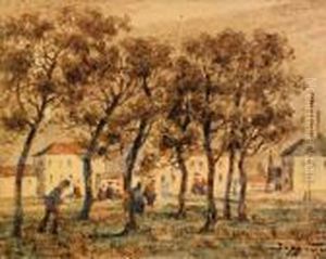 Two Miniature Breton Landscapes by Viktor Ivanovich Zarubin