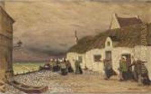 Fishermen's Cottages By The Sea by Viktor Ivanovich Zarubin