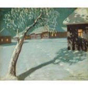 Russian Village In Winter by Viktor Ivanovich Zarubin