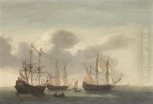 Three Dutch Frigates In A Calm