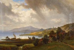 Landschaft Am Neuenburgersee Von Cortaillod Aus.