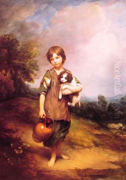 Cottage Girl with Dog and Pitcher - view 1