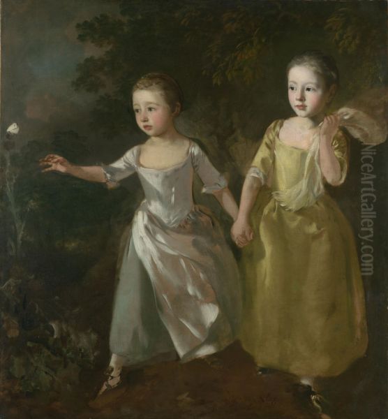 The Painter's Daughters Chasing a Butterfly 1755-56 by Thomas Gainsborough