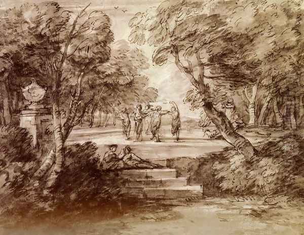 Dancers With Musicians In A Woodland Glade - view 1