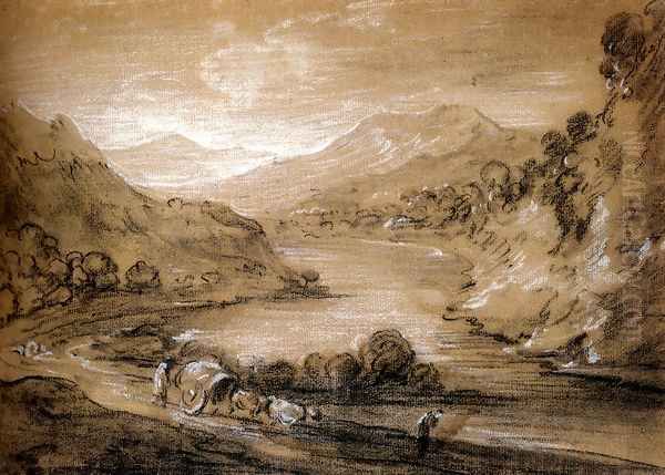 Mountainous Landscape With Cart And Figures - view 1