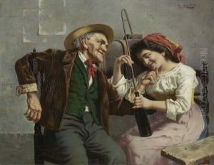 Tandelei Vor Dem Weinfass by Jules Zermati