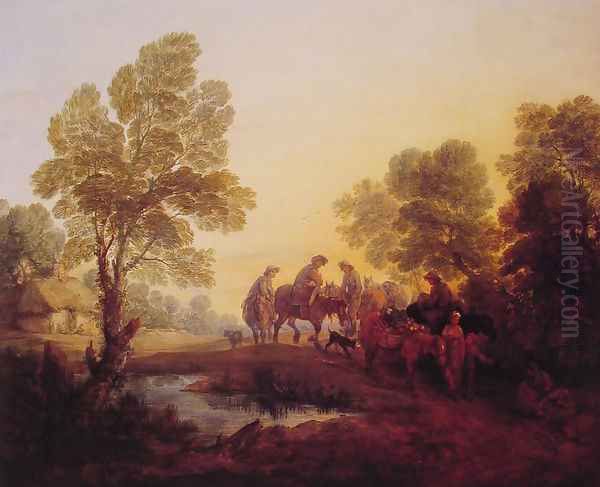 Evening Landscape - Peasants and Mounted Figures - view 1