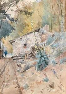 Waldstuck Mit Steinhutte Undkonigskerze by Eduard Zetsche