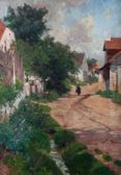 Figures On A Village Lane - view 1