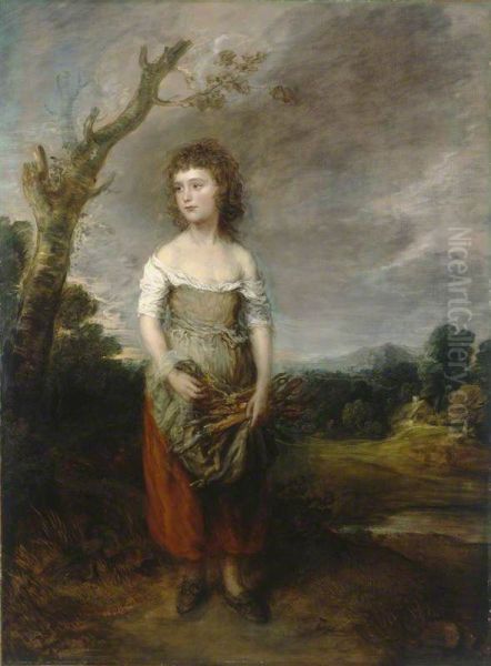 A Peasant Girl Gathering Faggots in a Wood - view 1