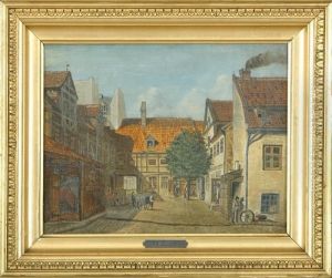 Street Scenery With Houses And Figures by Christian Olavius Zeuthen