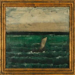 Sailboat At Open Water by Ernst Zeuthen