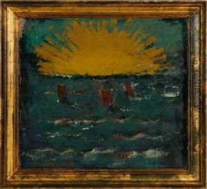 Sunset With Ships by Ernst Zeuthen