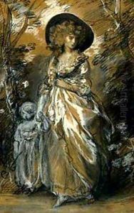 A Lady Walking in a Garden with a Child by Thomas Gainsborough