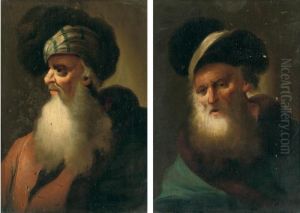 A Bearded Philosopher, In A Fur-lined Blue Mantle, And A Fur-linedhat by Januarius Zick