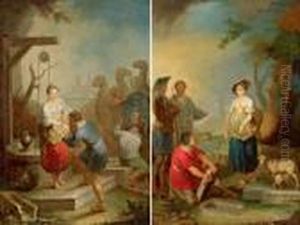 Elieser E Rebecca Al Pozzo; Teseo Solleva La Pietra Sotto Cui Si Trova La Spada by Januarius Zick