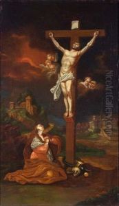 Maria Magdalena Kniet Vor Dem Gekreuzigten Christus by Januarius Zick