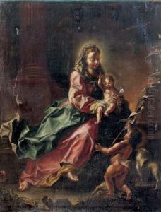 The Madonna With The Christ
Child And The Infant Saint John The Baptist In An Architectural Setting by Januarius Zick