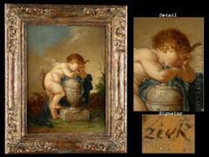 Amor An Einer Park-vase by Januarius Zick