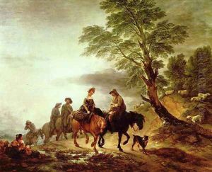 Open Landscape with Mounted Peasants