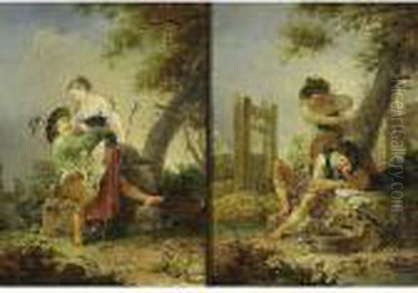 Pastoral Scenes: A Sleeping Boy Caught By A Girl; An Amoureus Couple - view 1