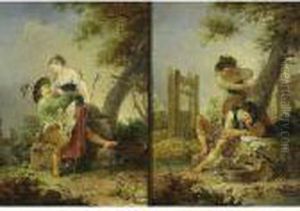 Pastoral Scenes: A Sleeping Boy Caught By A Girl; An Amoureus Couple