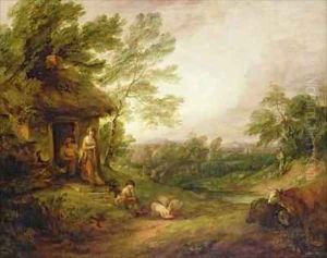 Cottage Door with Girl and Pigs by Thomas Gainsborough