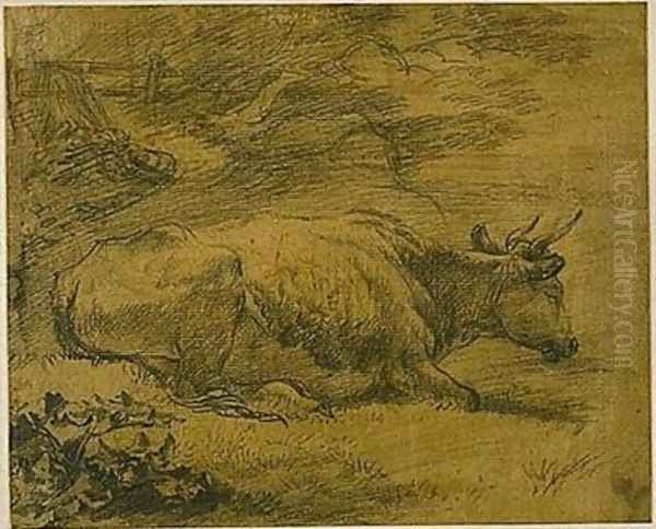 Study of a Cow in a Landscape - view 1