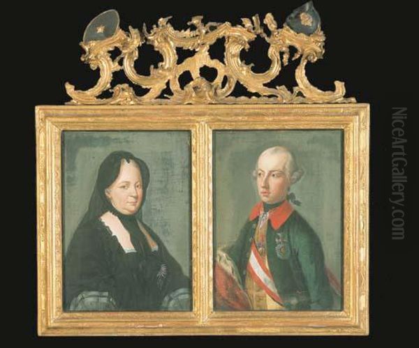 Portraits De L'imperatrice Marie-therese Et De L'empereur Joseph Iid'autriche - view 1