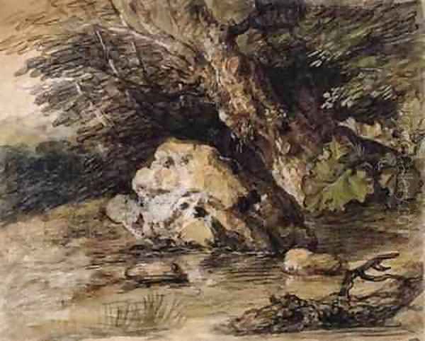 A Hilly Landscape with Figures Approaching a Bridge - view 1