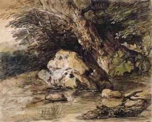 A Hilly Landscape with Figures Approaching a Bridge