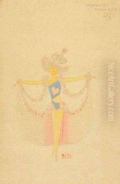 [ ] "zig". Costume Design For "voyageuses Train Rose" - view 1