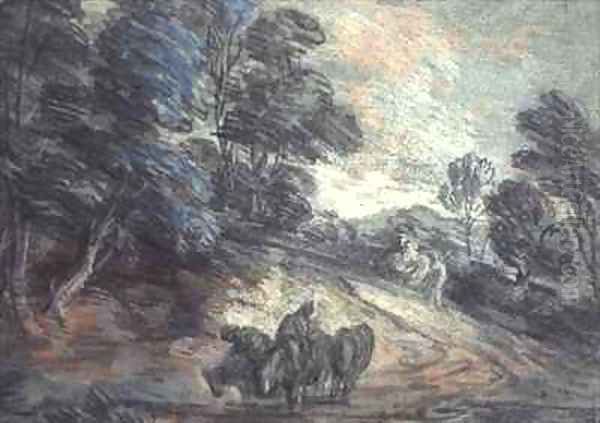A Wooded Landscape with Horses Drinking - view 1