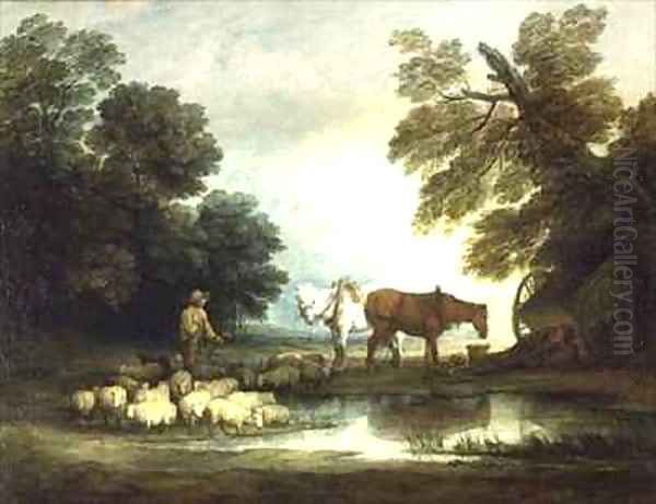 Shepherd by a Stream - view 1