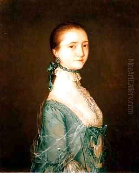 Elizabeth wife of Richard Colville in a blue dress - view 1