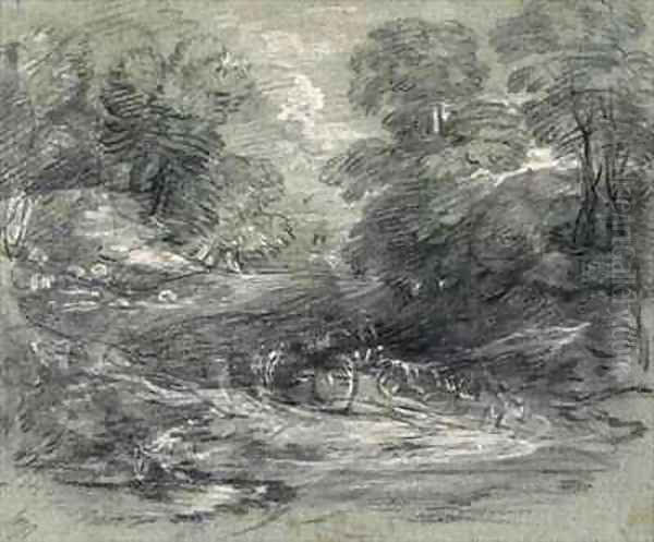 Landscape with Farm Cart on a Winding Track between Trees - view 1