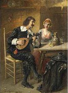 Der Lautenspieler Mit Einem Madchen In Einer Stube by Ernst Karl Georg Zimmermann